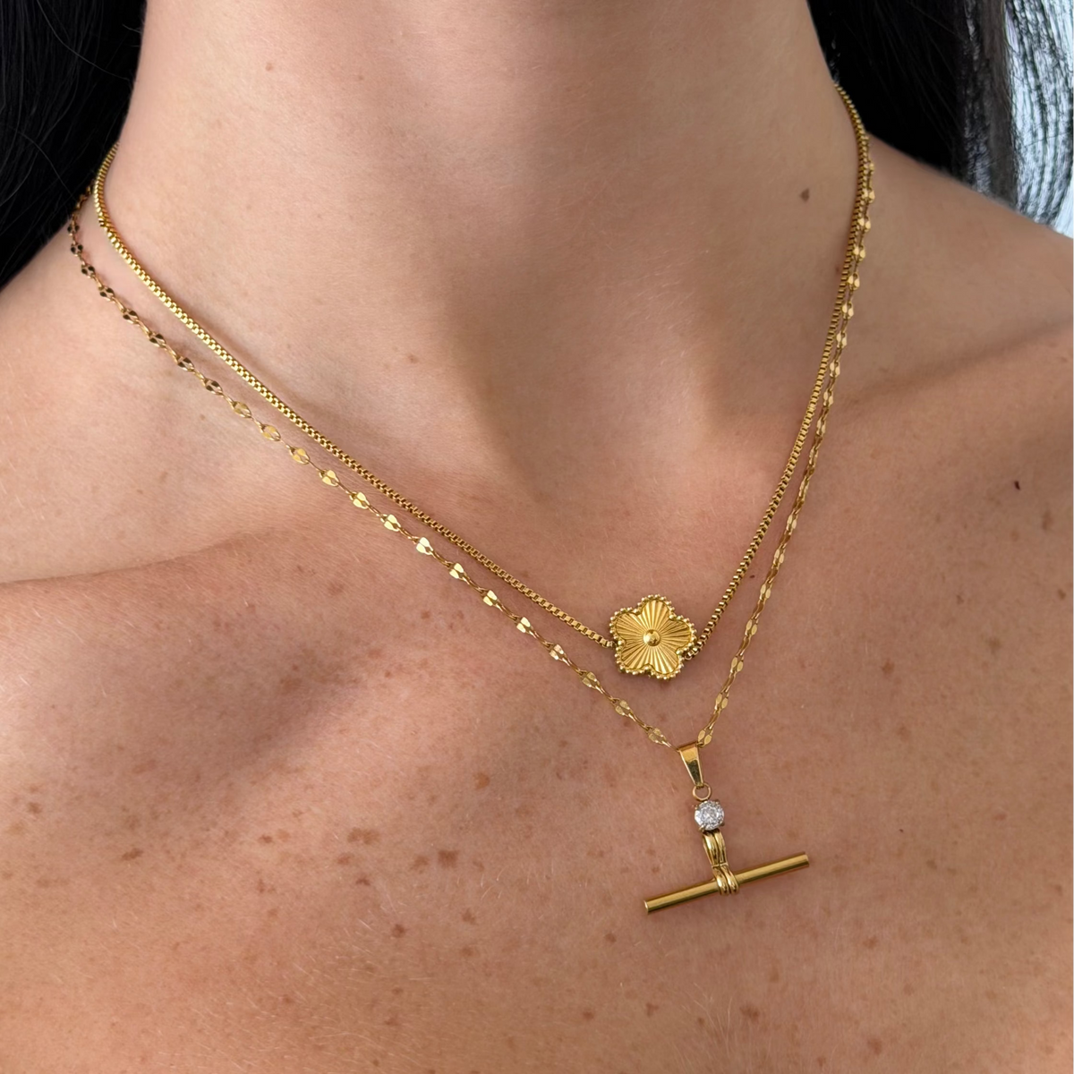Flower Pendant Necklace with Delicate Chain for Layering