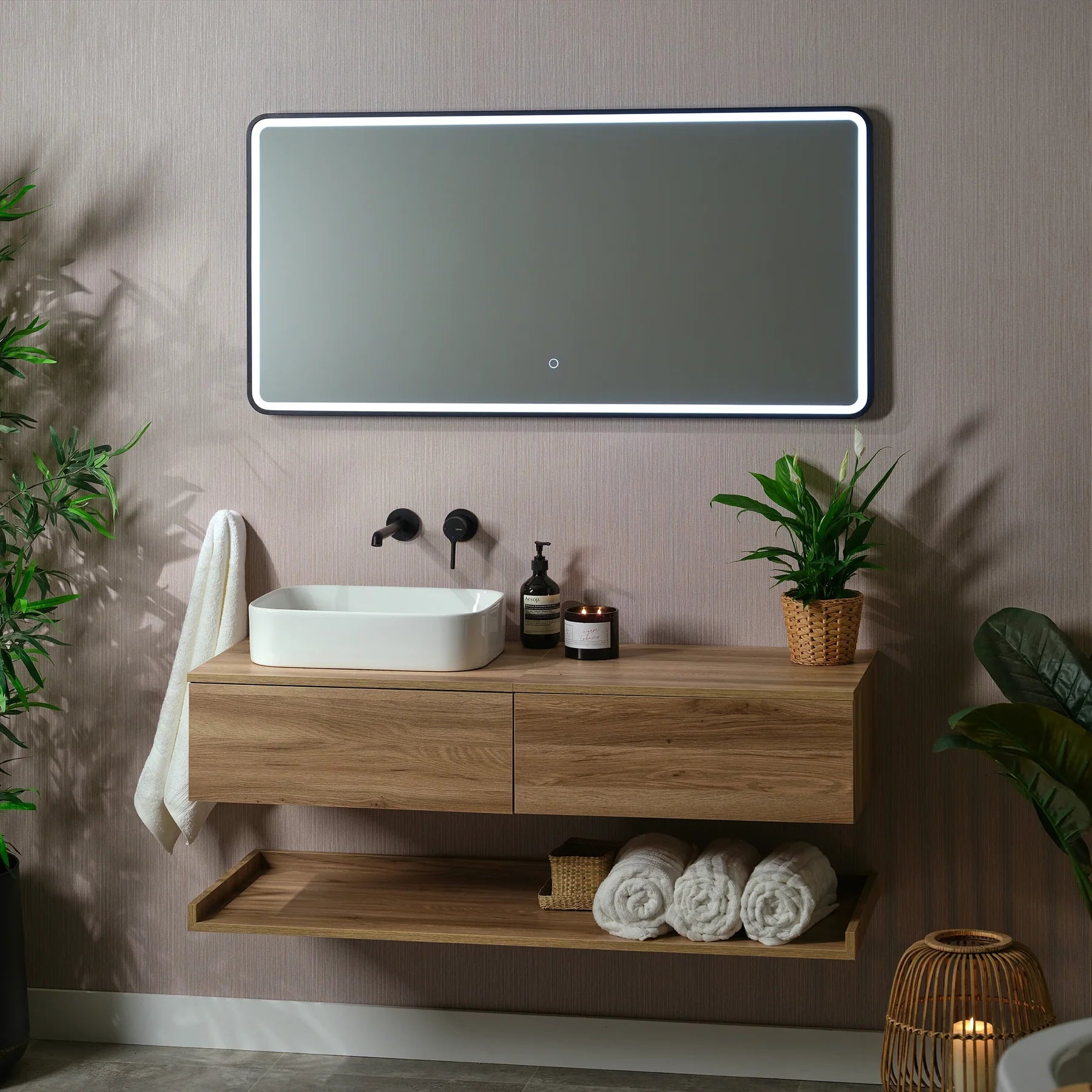 Rectangle LED Mirror, Adjustable Lighting, Bathroom Vanity