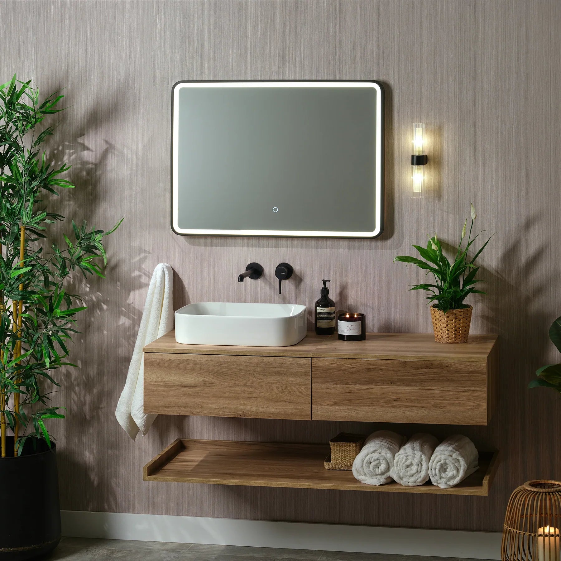 Rectangle LED Mirror, Adjustable Lighting, Bathroom Vanity