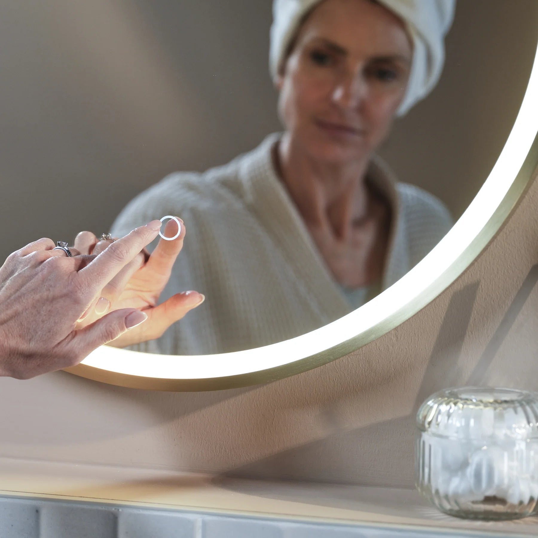 Oval LED Mirror, Color-Changing Lighting, Bathroom Vanity