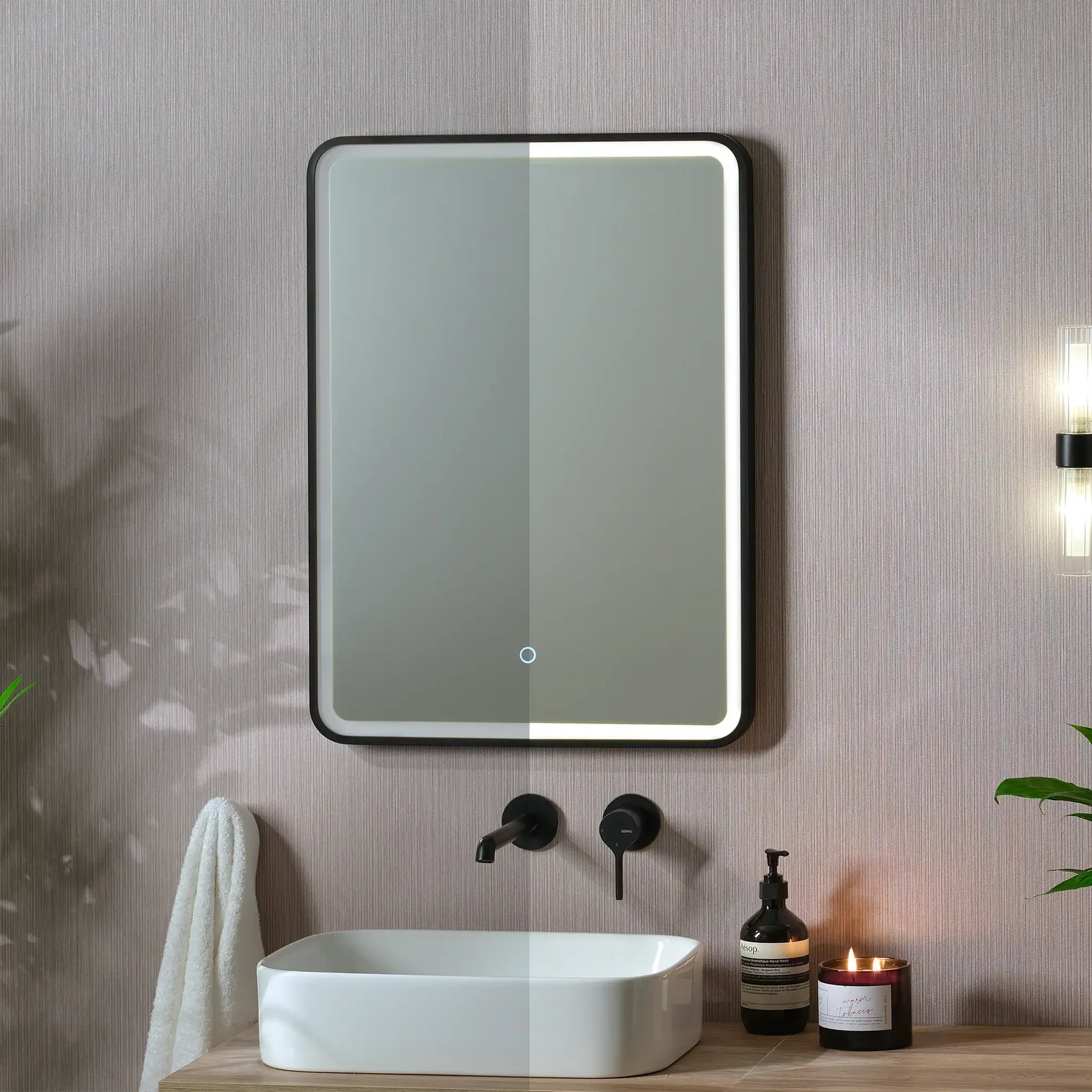 Rectangle LED Mirror, Adjustable Lighting, Bathroom Vanity