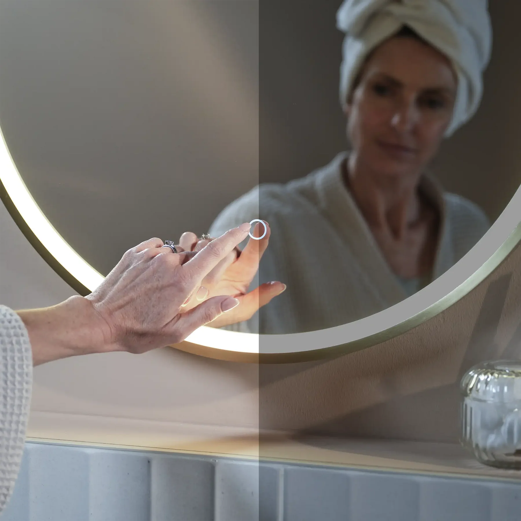 Oval LED Mirror, Color-Changing Lighting, Bathroom Vanity