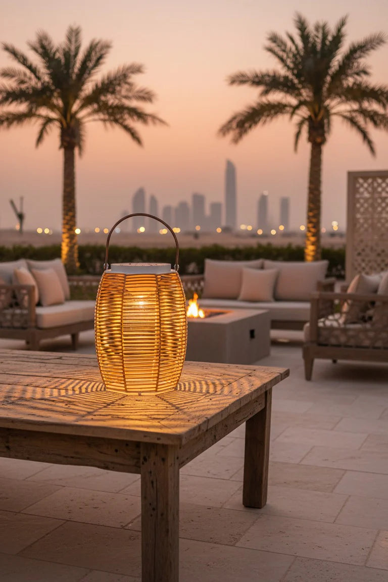 Solar Outdoor Lantern Woven Frame Design, Cord-Free Use, Outdoor Lighting