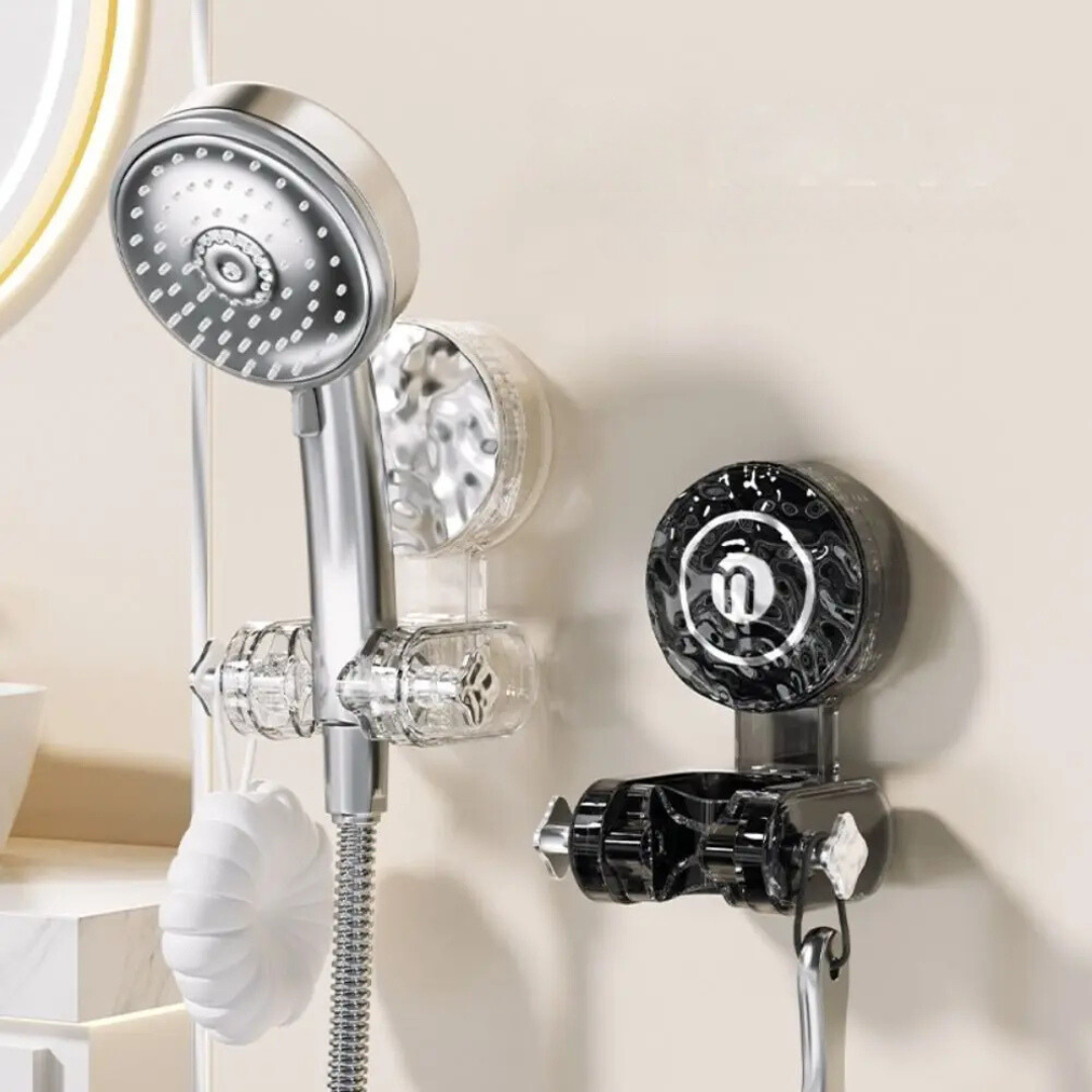 Shower Head Holder with 360-Degree Swivel and Storage Hook, Suction Mount