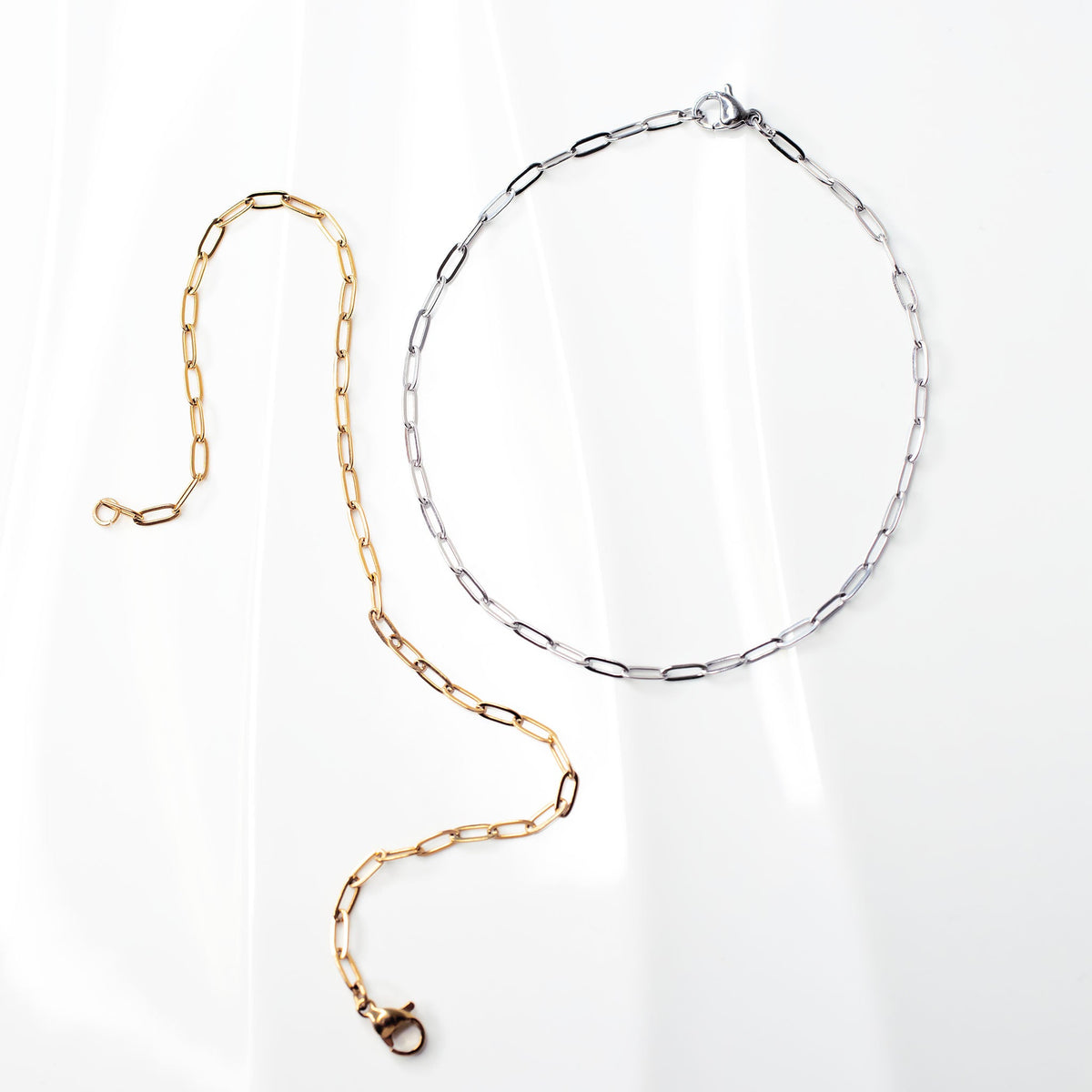 Stainless Steel Paperclip Chain Anklet with Oval Links and PVD Finish