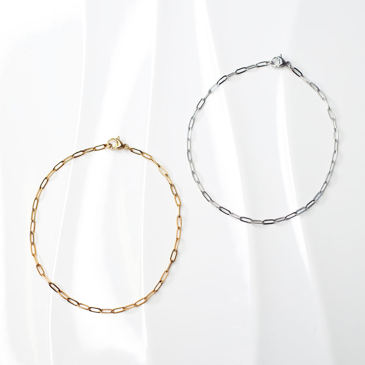 Stainless Steel Paperclip Chain Anklet with Oval Links and PVD Finish