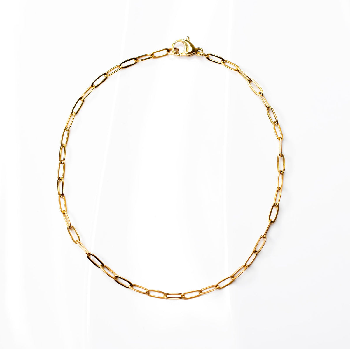 Stainless Steel Paperclip Chain Anklet with Oval Links and PVD Finish