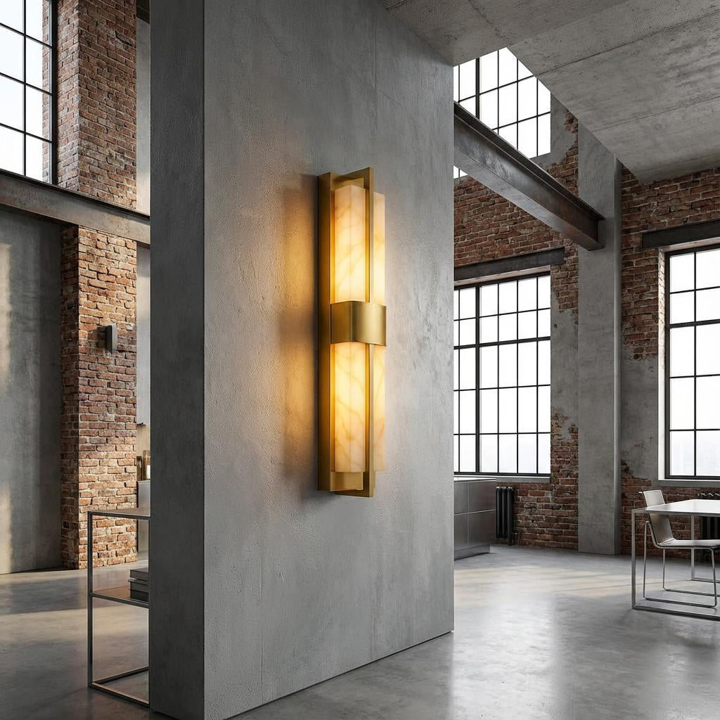 Modern Wall Light Vertical Design, Opal Finish, Indoor Lighting