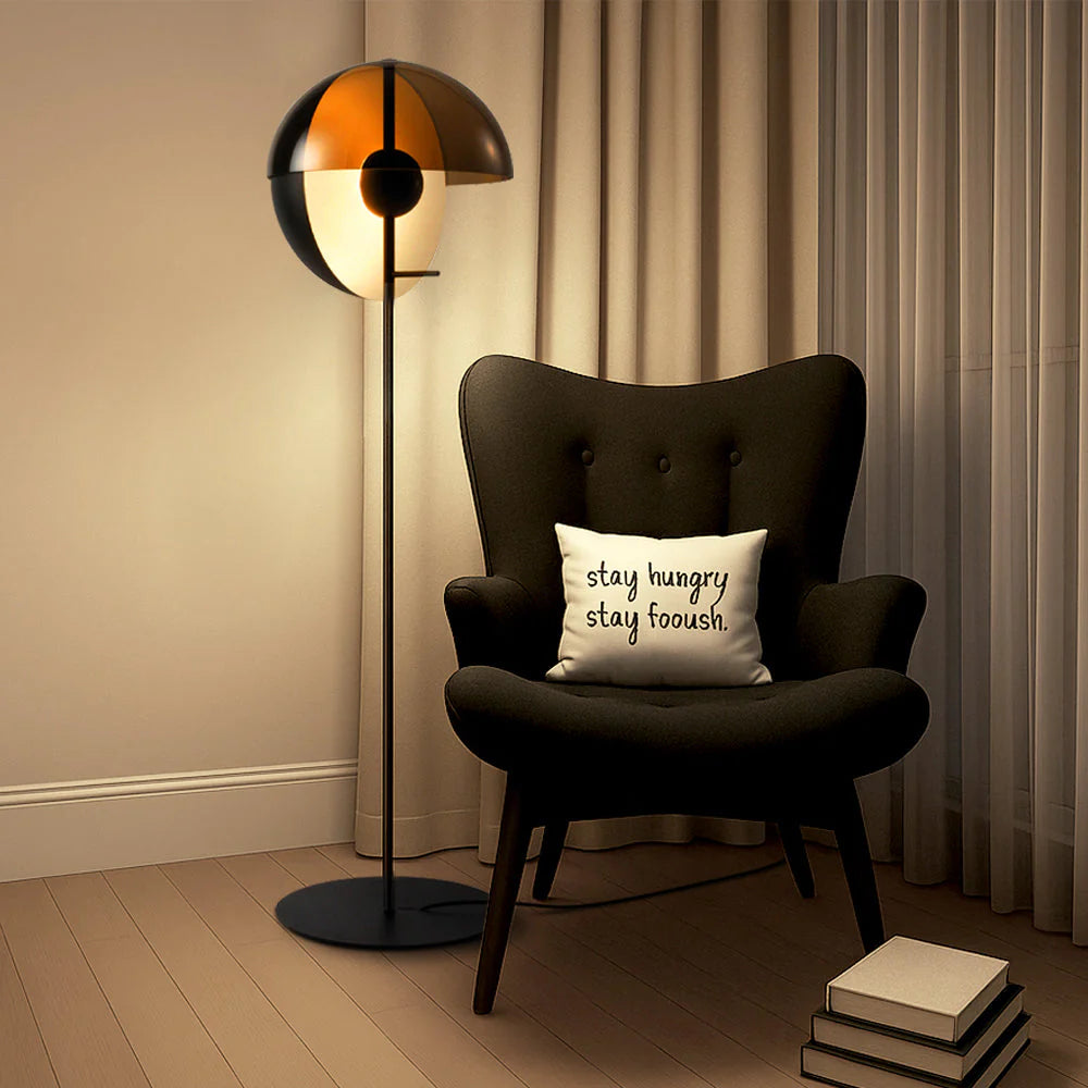 Glass Floor Lamp, Globe Shade with Slim Frame, Living Room Lighting