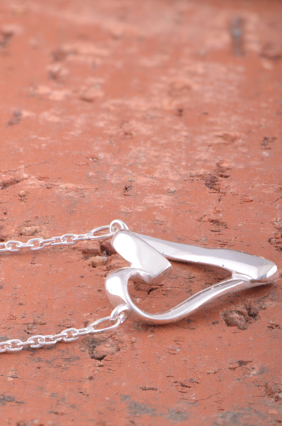 Sterling Silver Sterling Silver Women's Love Open Heart Necklace | — detail view