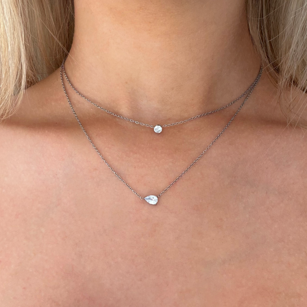 Layered Chain Necklace Set with 13 and 15 Inch Chains