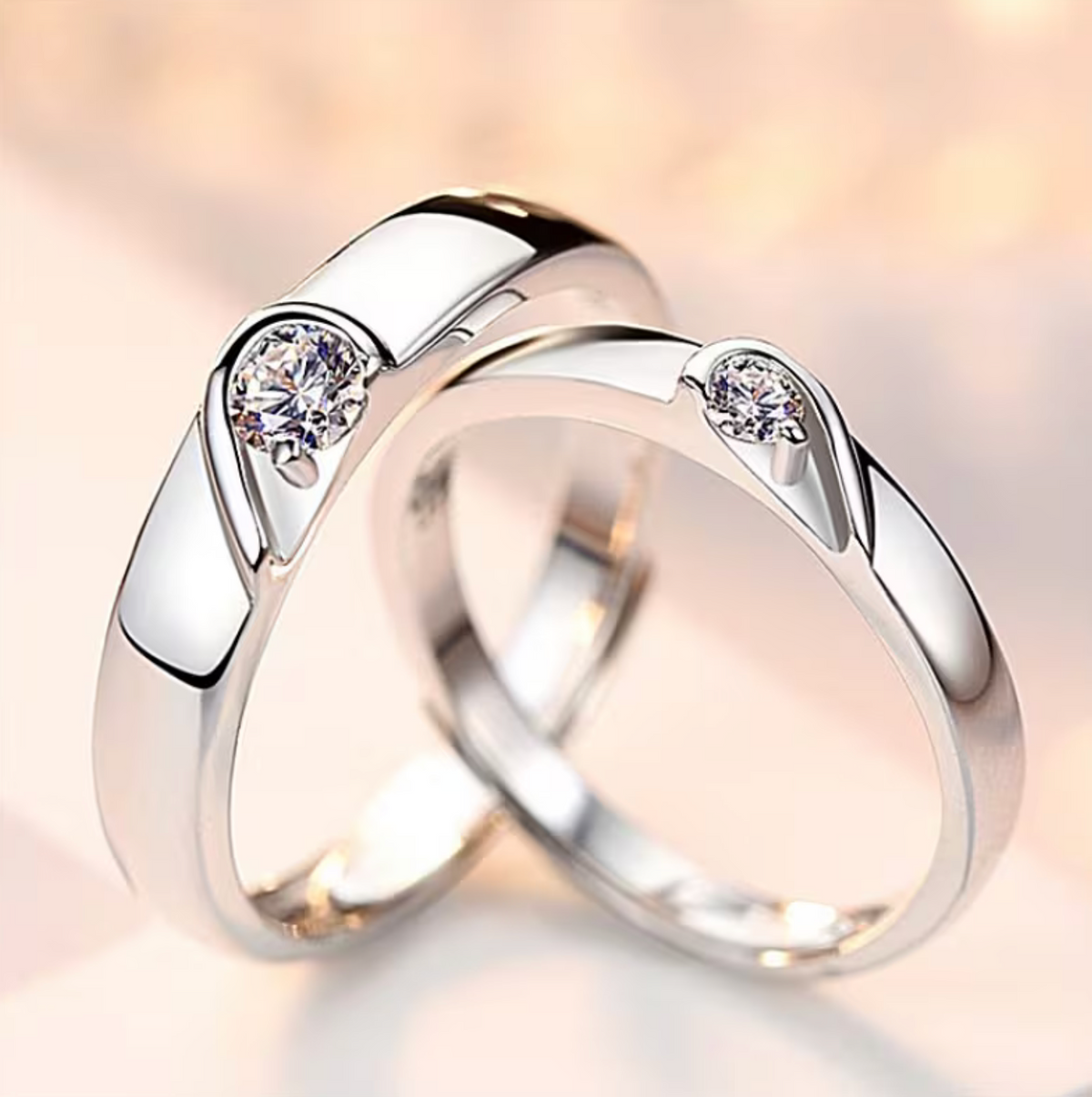 Adjustable Couple Rings with Open Band Design, Set of Two