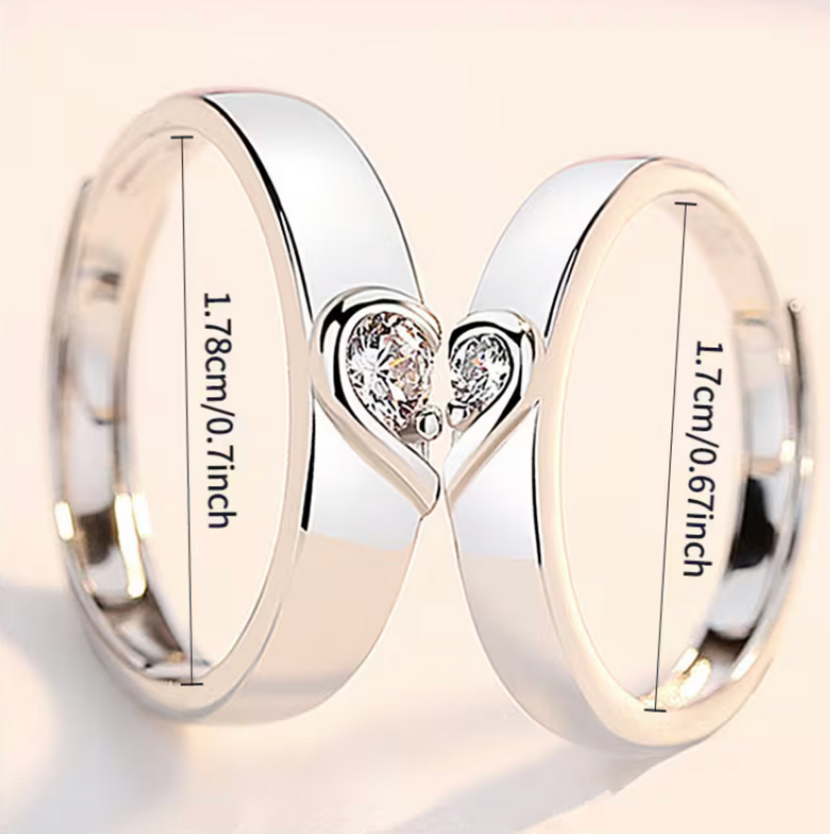 Adjustable Couple Rings with Open Band Design, Set of Two