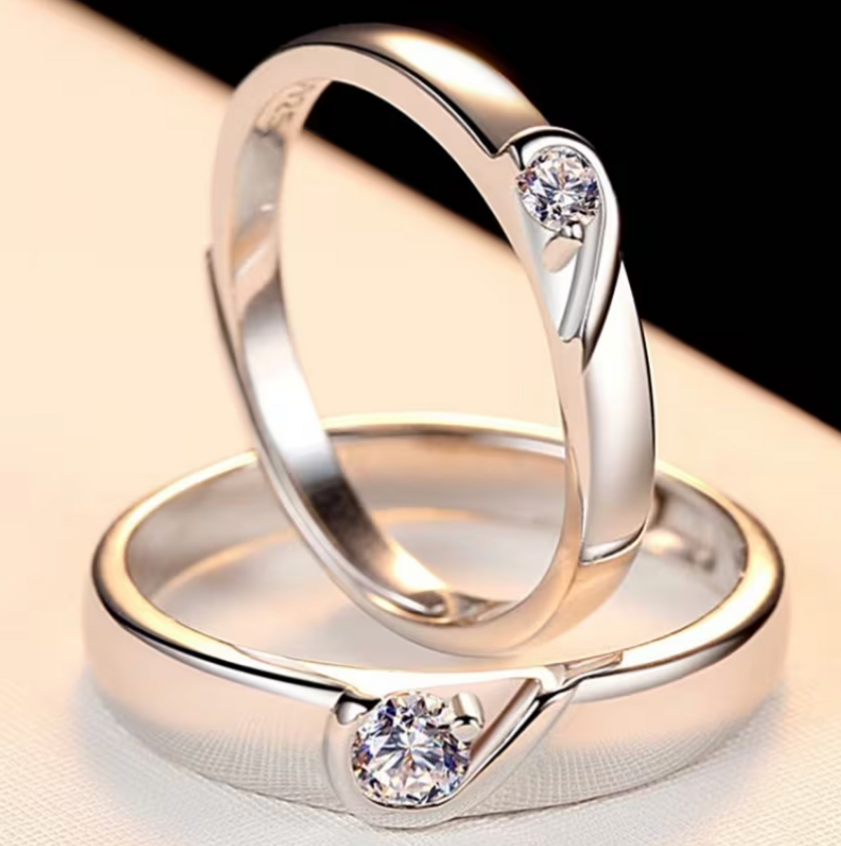 Adjustable Couple Rings with Open Band Design, Set of Two