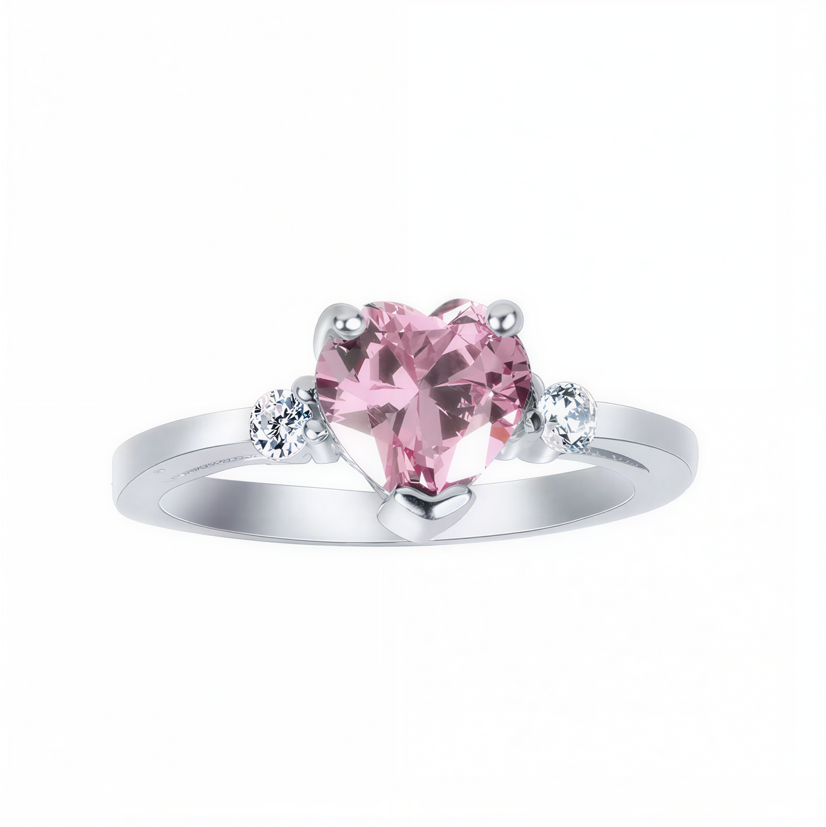 Heart Shaped Cubic Zirconia Ring in Sterling Silver