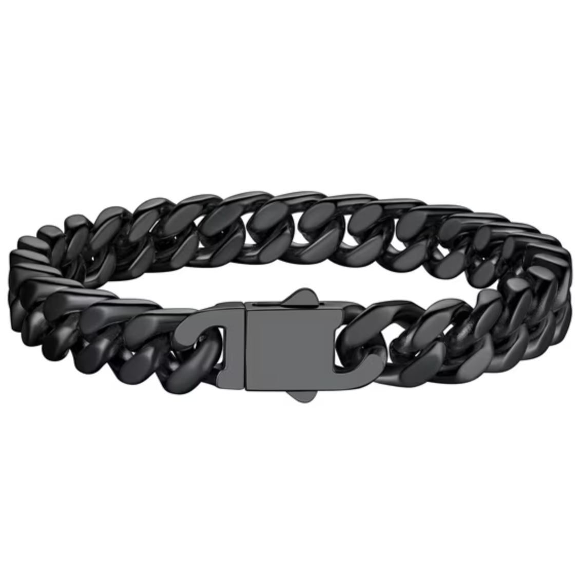 Stainless Steel Curb Link Bracelet 9mm with Polished Silver Finish, 9 Inch Length