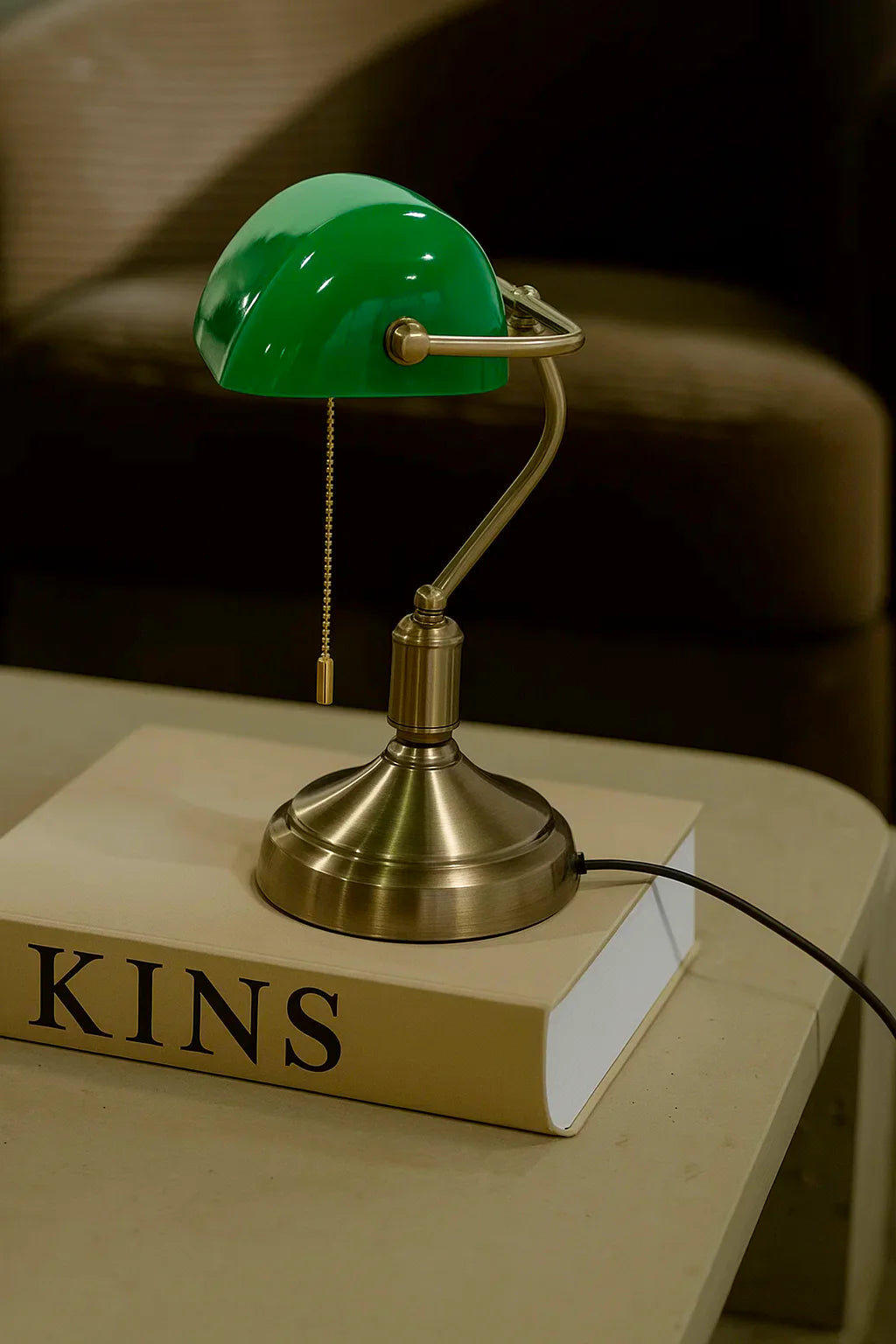 Vintage Table Lamp Antique Green Shade, Desk & Reading Light