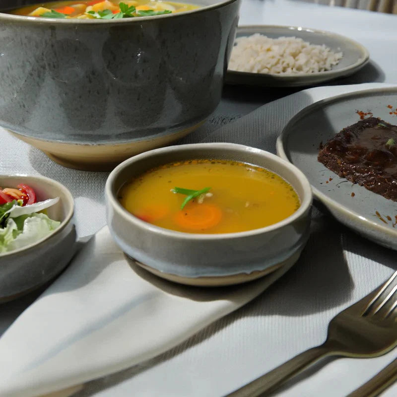 Grey Dining Set 43-Piece, Complete Tableware