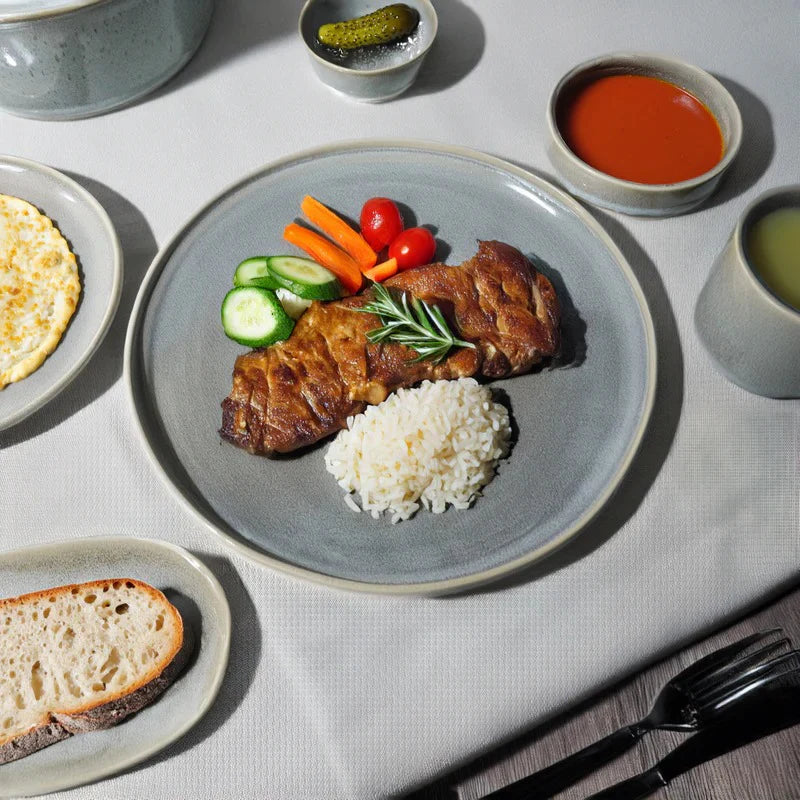 Grey Dining Set 43-Piece, Complete Tableware