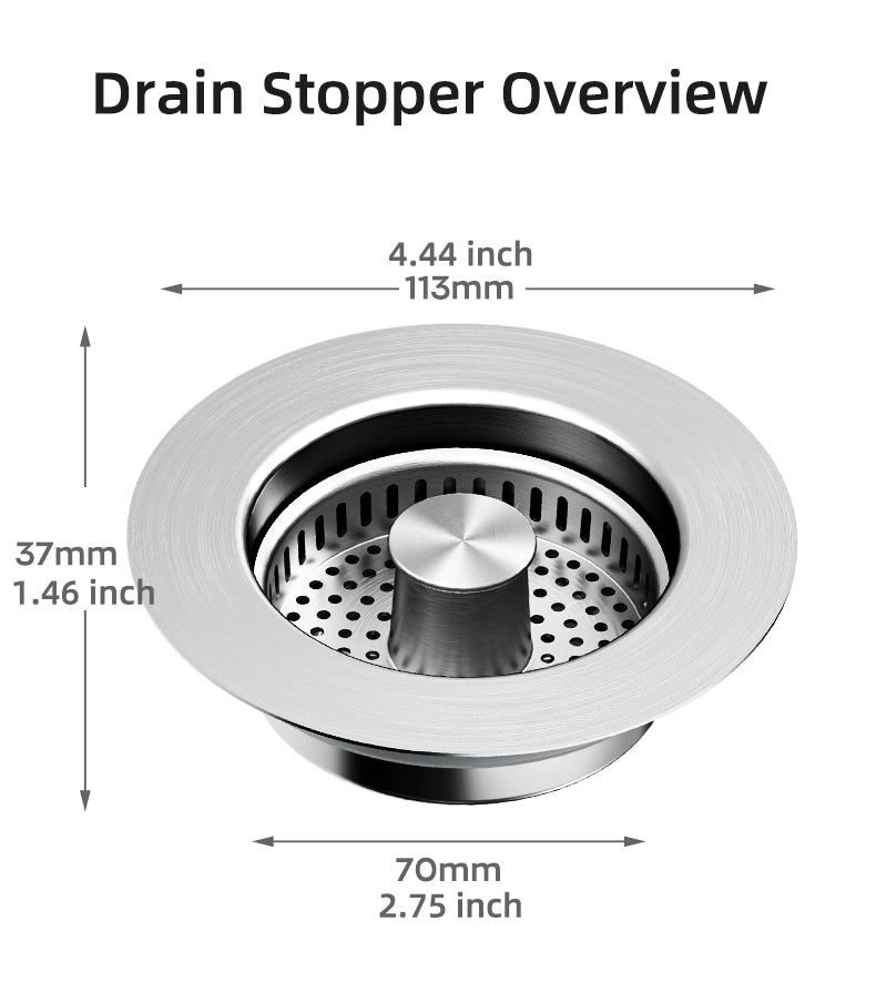 Pop-Up Sink Drain Strainer with Stainless Steel Basket and Brass Spring