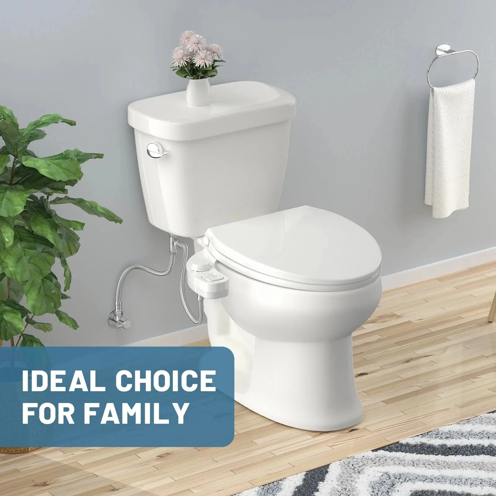 Bidet Attachment with Dual Retractable Nozzles and Adjustable Water Pressure, Memory Settings