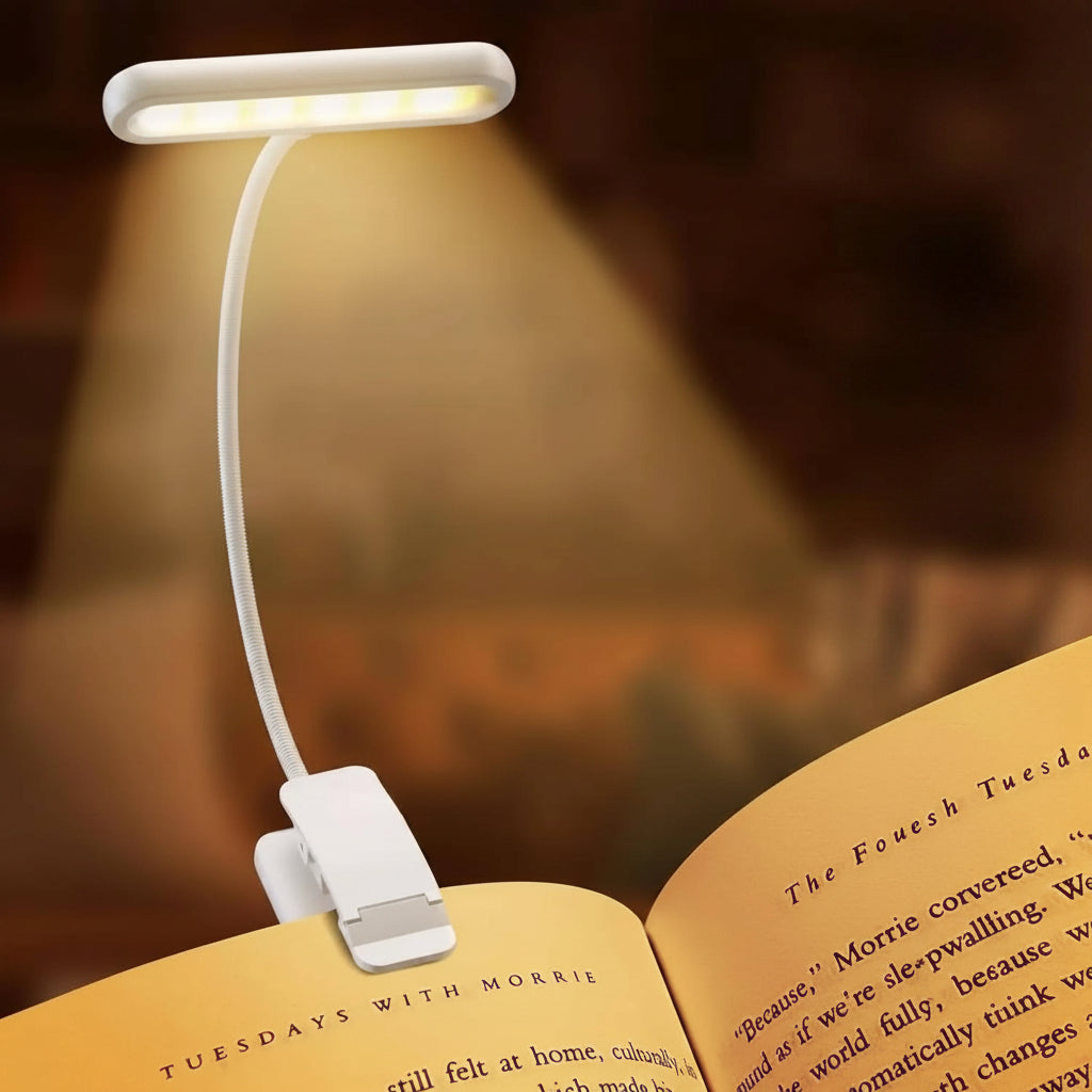 Clip-On Reading Light with Adjustable Color Temperature and 360-Degree Gooseneck