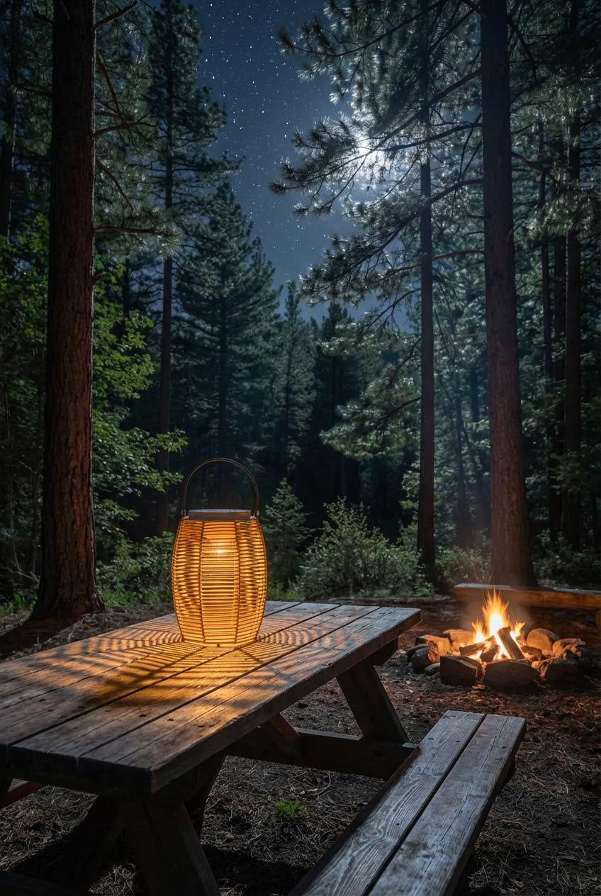 Solar Outdoor Lantern Woven Frame Design, Cord-Free Use, Outdoor Lighting