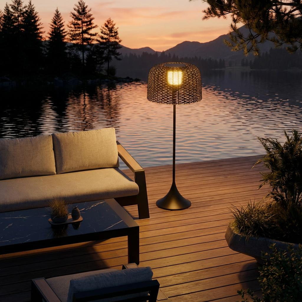Solar Outdoor Lamp Mesh Shade, Floor Style, Patio Lighting
