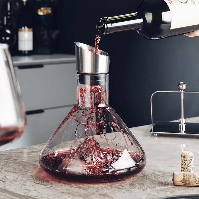 Crystal Wine Decanter with 12-Stream Aerator and Stainless Steel Filter, 1500ml
