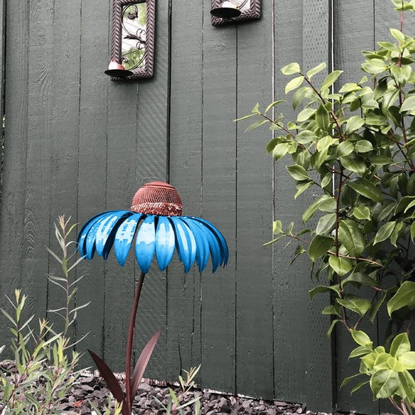 Standing Metal Bird Feeder with Lift-Top Lid and Open Dish