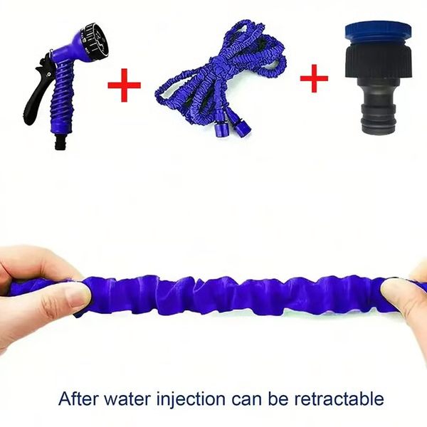 Expandable Garden Hose with Double-Layer Latex Core and Multi-Pattern Spray Nozzle