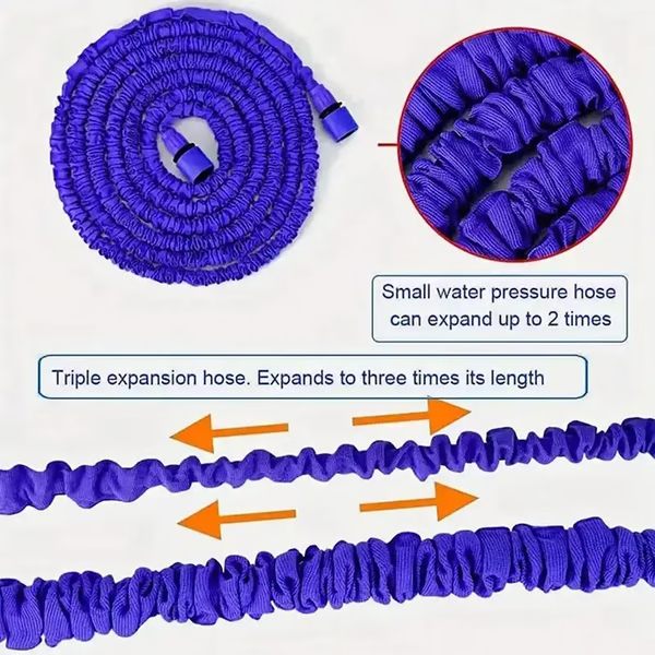 Expandable Garden Hose with Double-Layer Latex Core and Multi-Pattern Spray Nozzle