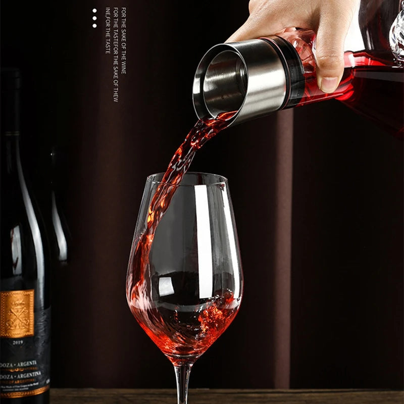 Crystal Wine Decanter with 12-Stream Aerator and Stainless Steel Filter, 1500ml
