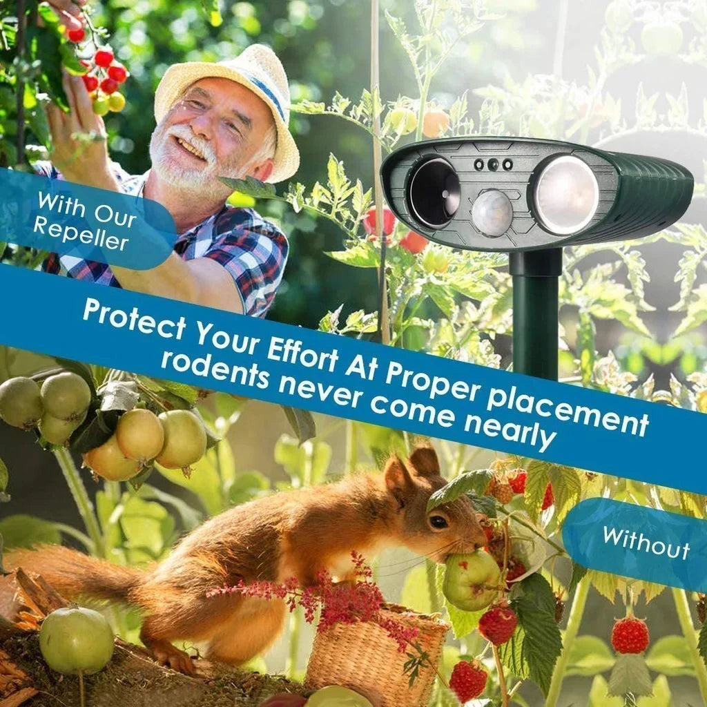 Solar Animal Repeller with Dual Ultrasonic Speakers and Motion Detection, 4-Pack