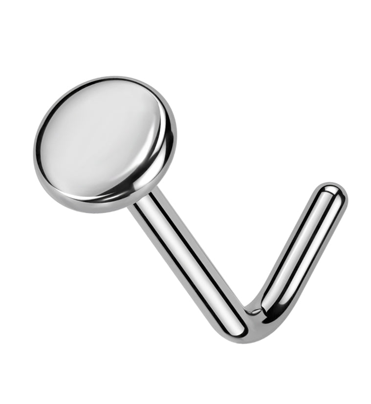 Flat Disk Top L Bend Titanium Nose Ring