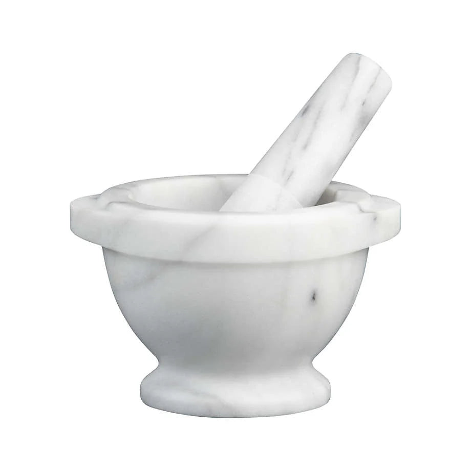 Marble Mortar and Pestle Classic White, Grinding Herbs