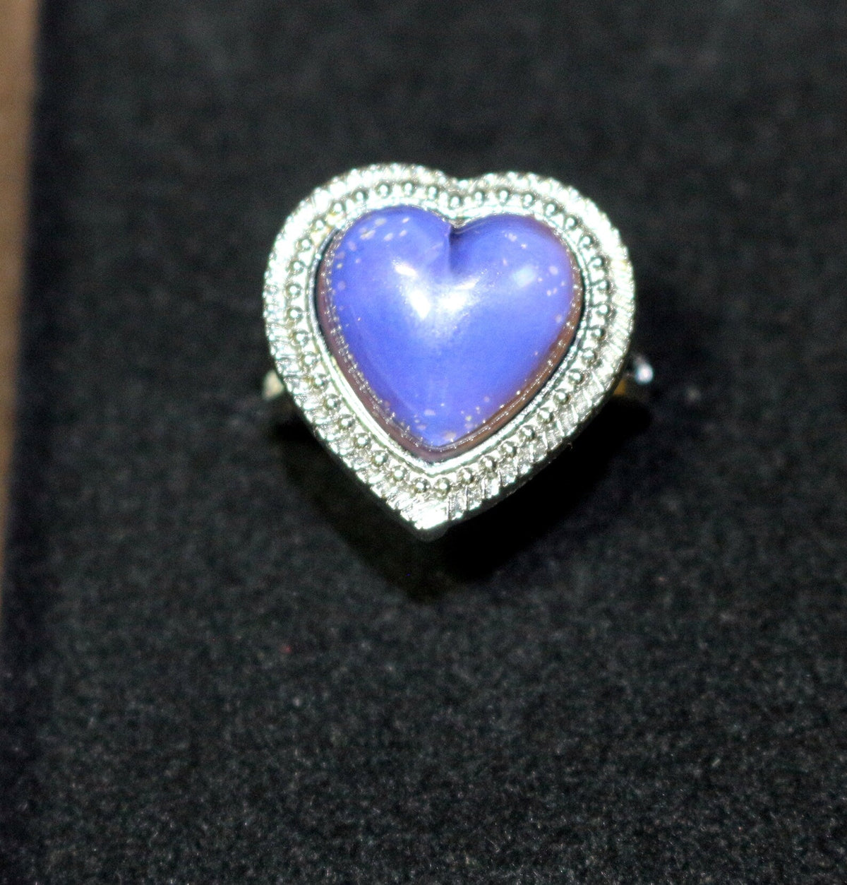 Temperature Sensitive Heart Ring with Color-Changing Face, Stainless Steel Band