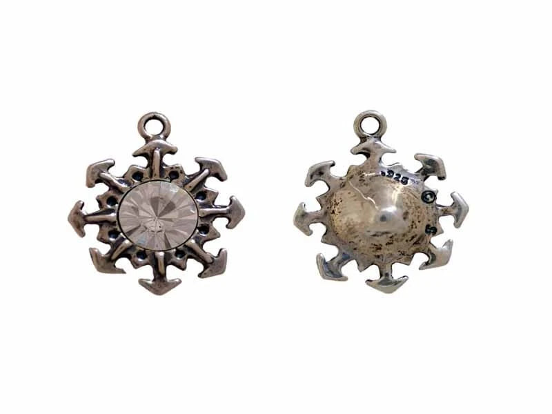 Snowflake Charm with Cubic Zirconia Stone Accents and Attachment Loop