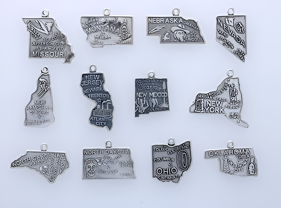 State Outline Sterling Silver Charm, 1 inch