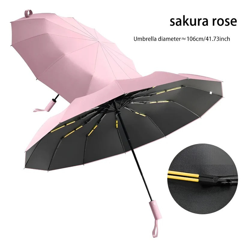 Compact Umbrella with Reinforced Frame and UV-Blocking Canopy
