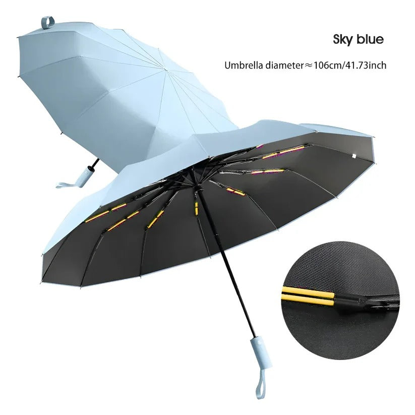 Compact Umbrella with Reinforced Frame and UV-Blocking Canopy