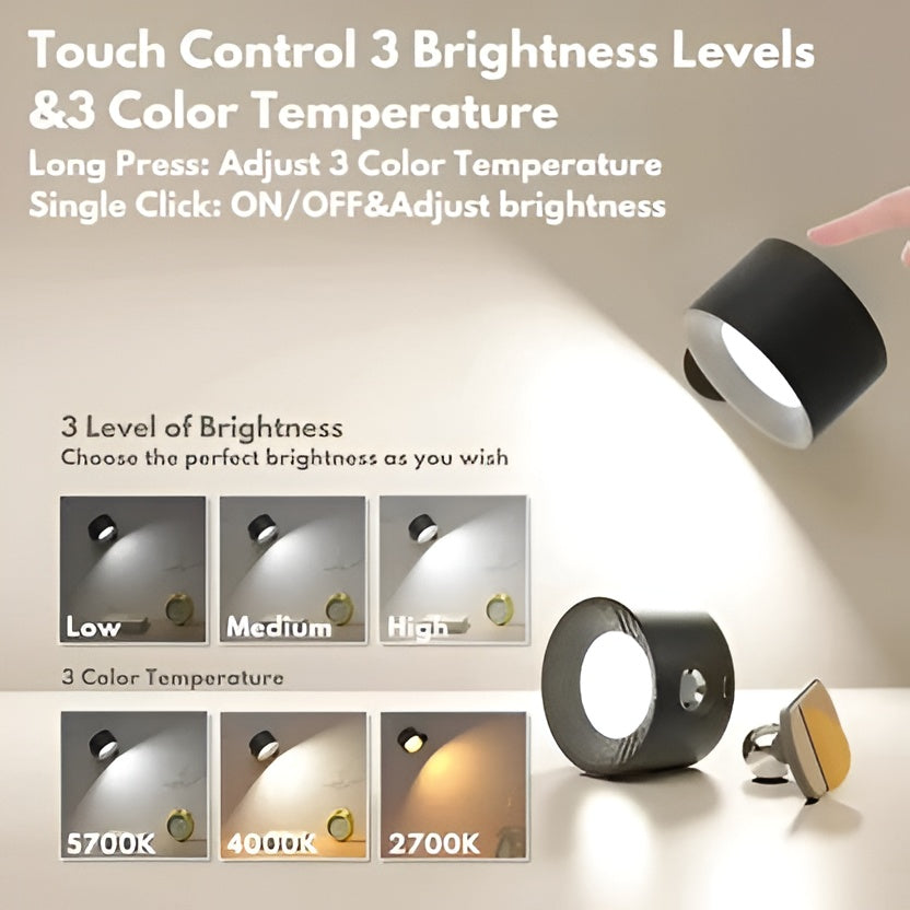 Directional Wall Light with Magnetic Ball Joint and Three Color Modes