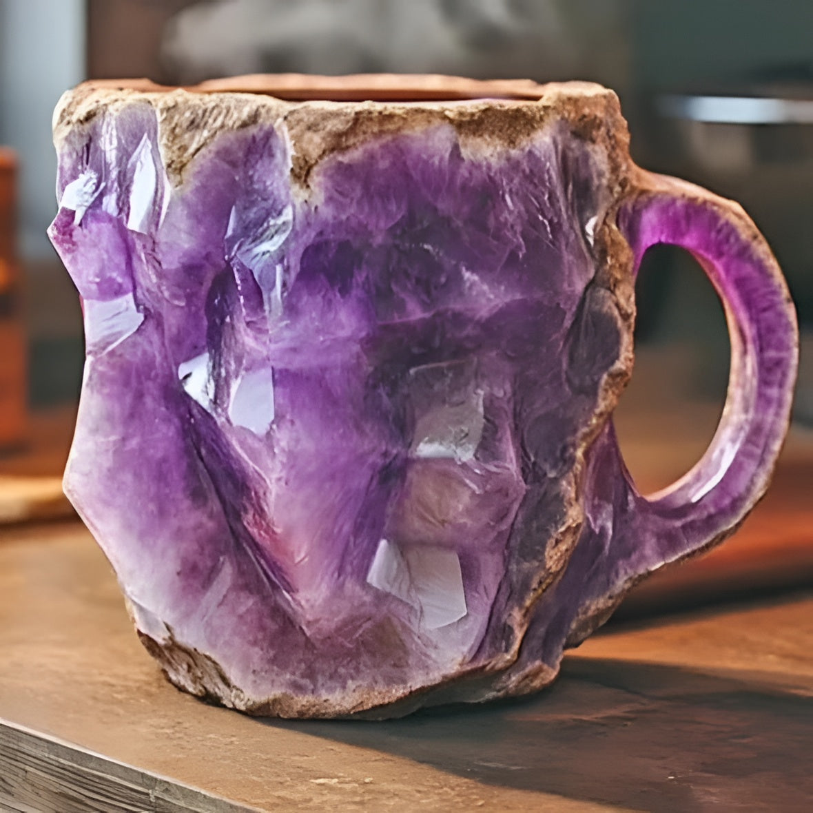 Faceted Crystal Coffee Mug with Geometric Design and Heat Retention
