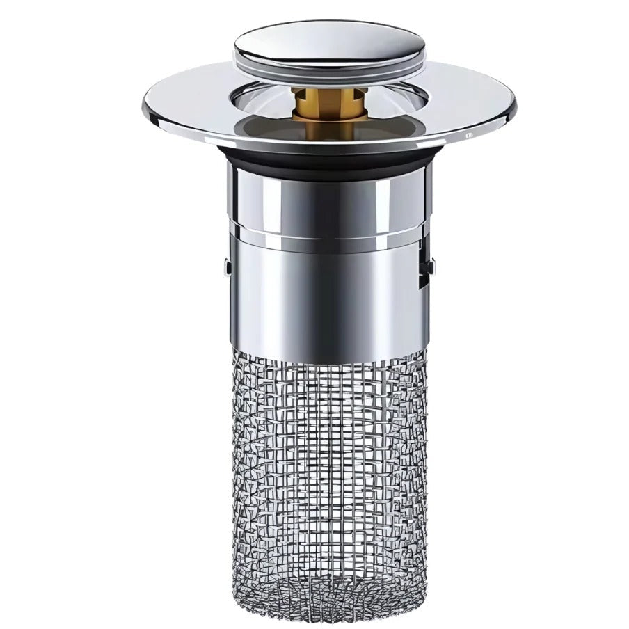 Pop-Up Sink Stopper with Basket Strainer and Odor Seal for Standard Drains