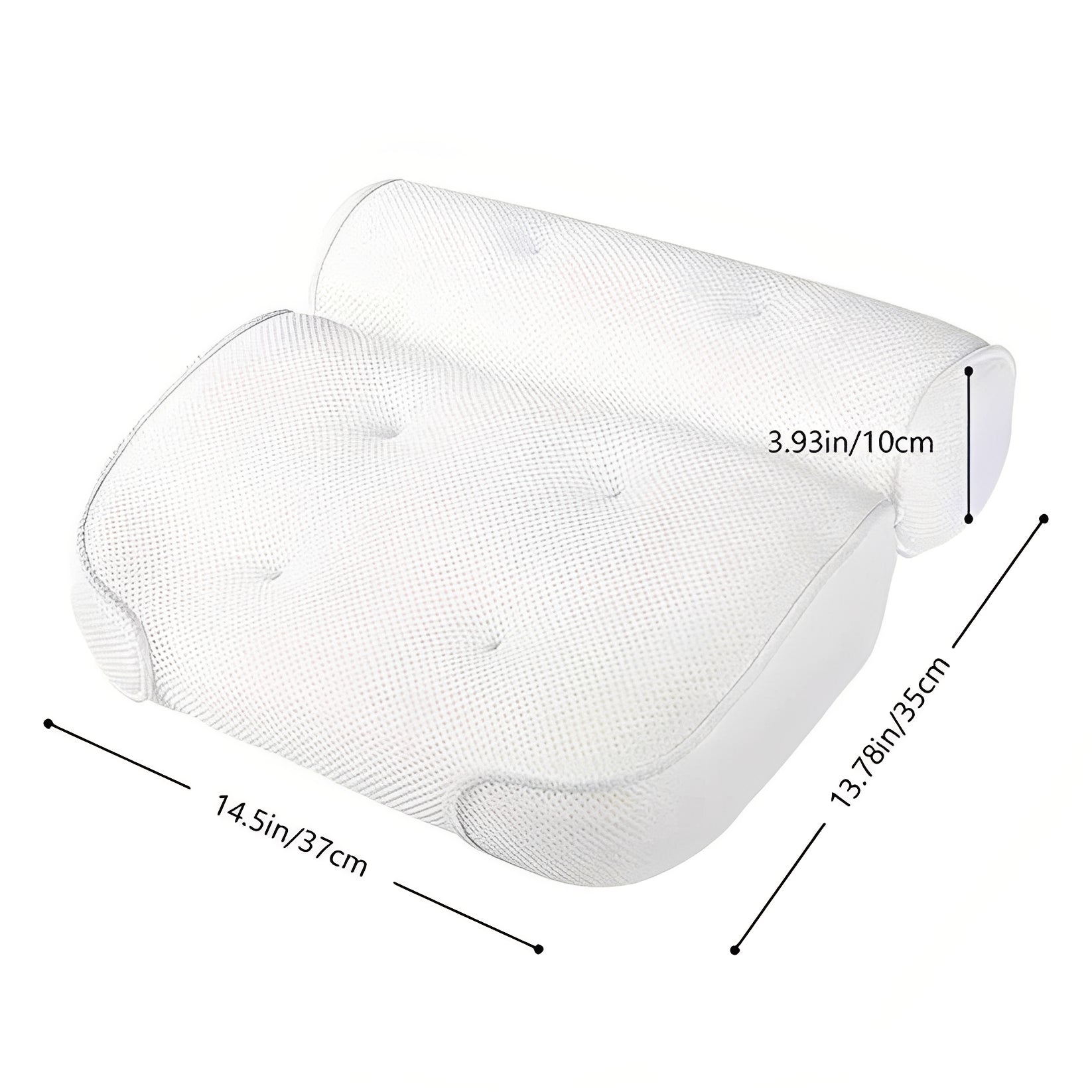 Ergonomic Bath Pillow with Suction Cup Attachment and Mesh Fabric, Quick Dry