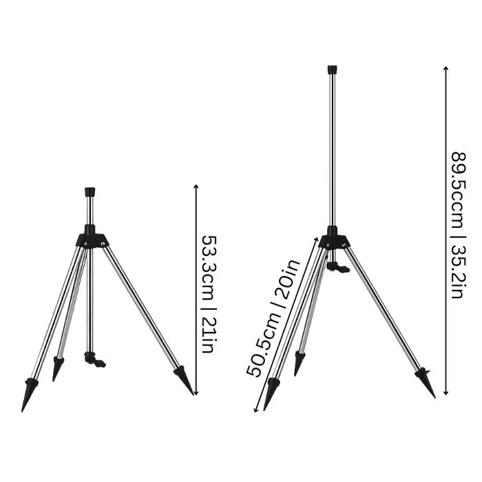 Rotating Tripod Sprinkler with Dual-Spray Pattern and Adjustable Height