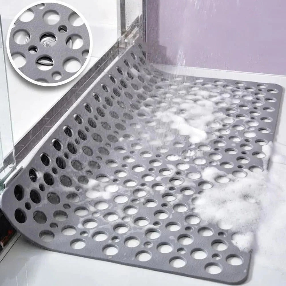Non-Slip Shower Mat with Textured Surface and Perforated Drainage, Foldable