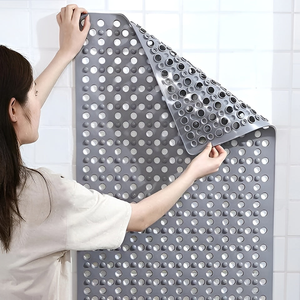Non-Slip Shower Mat with Textured Surface and Perforated Drainage, Foldable