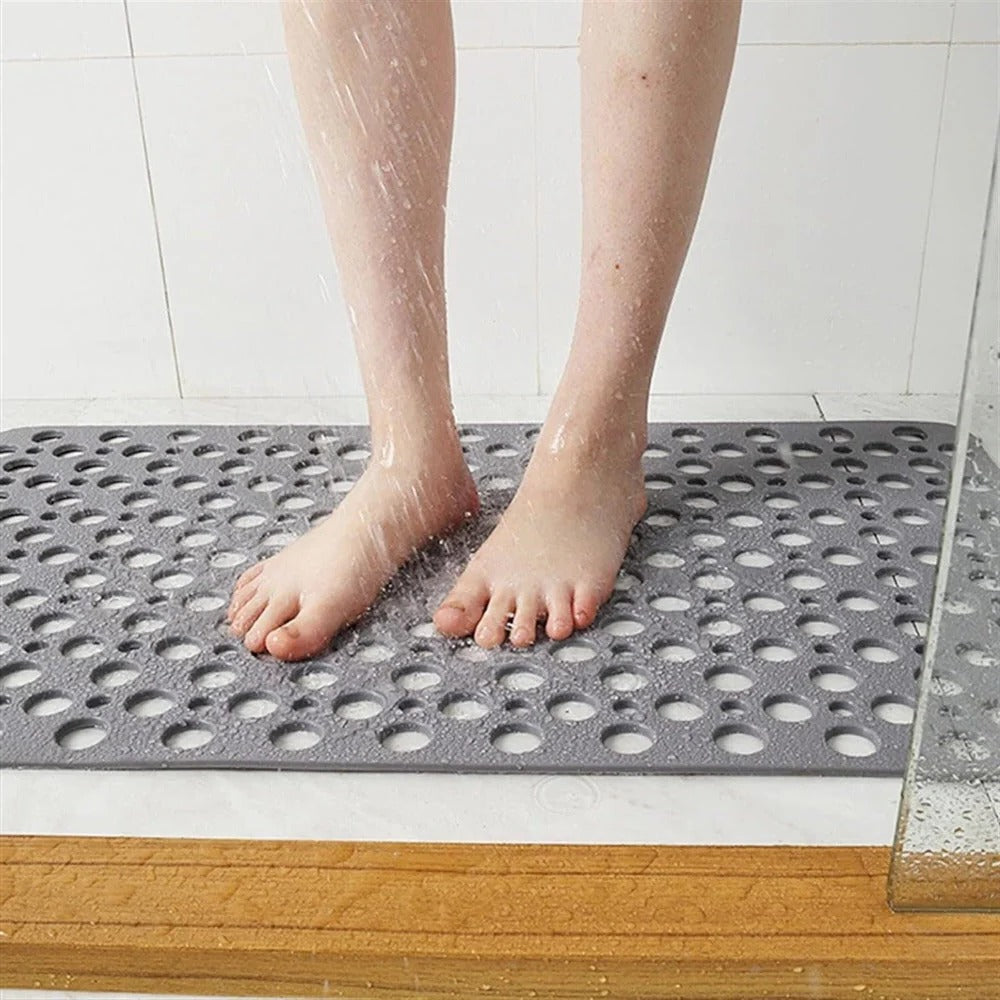Non-Slip Shower Mat with Textured Surface and Perforated Drainage, Foldable