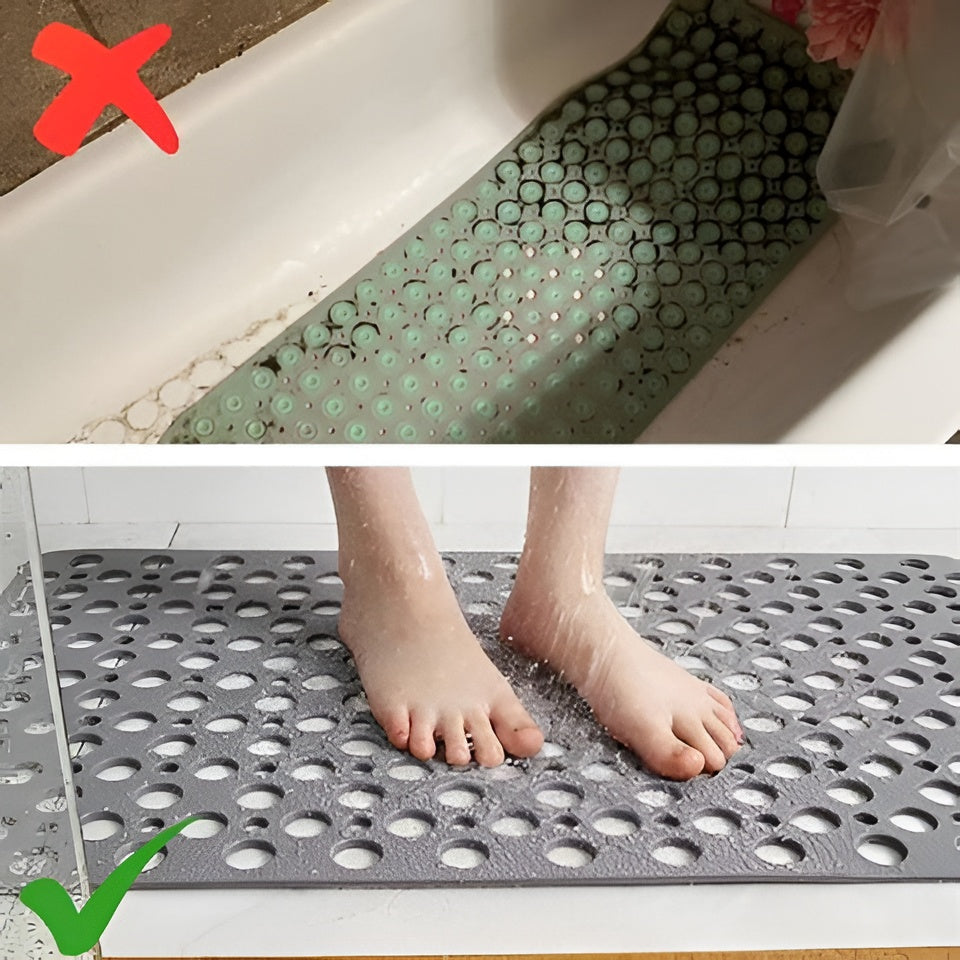 Non-Slip Shower Mat with Textured Surface and Perforated Drainage, Foldable